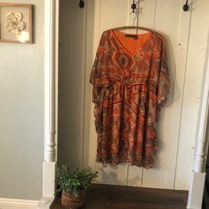 Speed Control New York hippy Orange and Brown Patterned dress 1x lined flowy